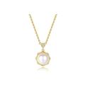 PAENENPH 14K Gold Freshwater White Pearl Necklace for Women, Dainty Sun-Shaped Moissanite Choker, Special Occasion Accessory