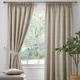 Dreams & Drapes Natural Beige Pencil Pleat Curtains 90 x 90 (229 x 229cm), Blackout Curtains, Textured Linen Curtains with Ties Backs, Cream Pleated Curtains & Drapes, for Living Room/Bedroom