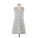 J.Crew Casual Dress - Shift V-Neck Sleeveless: White Print Dresses - Women's Size 4 Petite