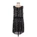 MNG Casual Dress - Mini Scoop Neck Sleeveless: Black Print Dresses - Women's Size 8