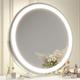 ROLOVE Vanity Makeup Mirror with Lights, 18 Inch LED Makeup Mirror, Lighted Vanity Mirror with Lights, Smart Touch Control 3 Colors Dimmable Round Mirror, Tabletop ＆ Desk Mirror, 360°Rotation (White)