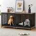 Tucker Murphy Pet™ 70.86" Dog Crate Furniture Large Breed Tv Stand w/ Cushion & Double Rooms Wood in Gray | 34.05 H x 28.35 W x 70.86 D in | Wayfair