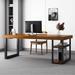 Ebern Designs Juliann 2 Piece Solid Wood Rectangle Desk & Chair Set Office Set w/ Chair Wood/Metal in Brown | 29.53 H x 62.99 W x 27.56 D in | Wayfair