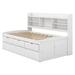 Red Barrel Studio® Kaihlan Twin Wooden Bed w/ Bookshelves, Three Drawers & Trundle Wood in Brown/White | 47.2 H x 88 W x 77.5 D in | Wayfair