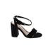 London Rebel Heels: Black Print Shoes - Women's Size 37 - Open Toe