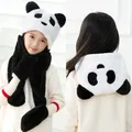 ChlorKrasnoBear Animal Hoodie Bonnet Écharpe Mitaine Chapeaux Peluche Mignon Hiver 3 en 1