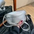 JOWaist-Sac banane en cuir PU argenté pour femme sac à bandoulière de dégager sac de poitrine