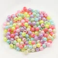 Perles Acryliques Rondes ABS de 4 à 10mm 50 à 500 Pièces Accessoires d'Espacement pour Bijoux