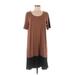 J.Jill Casual Dress - Shift Scoop Neck Short sleeves: Brown Print Dresses - Women's Size Medium