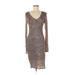 BCBGMAXAZRIA Casual Dress - Sweater Dress: Brown Animal Print Dresses - Women's Size Medium - Print Wash