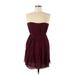 Alice + Olivia Cocktail Dress - Mini Strapless Sleeveless: Burgundy Print Dresses - Women's Size 4