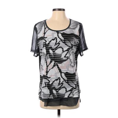 Creation L Short Sleeve Top Gray Print Scoop Neck Tops - Women's Size 40