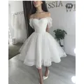 Short Sparkly Sweetheart Wedding Drezs Lace Up Back Off The Shoulder lunghezza al ginocchio per le