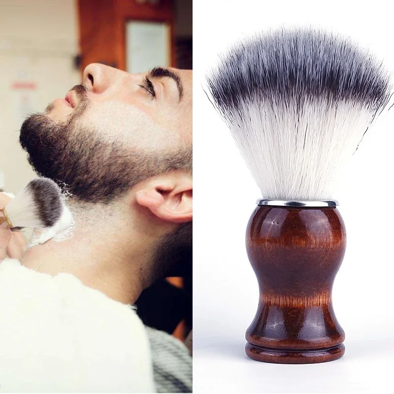 Spazzole da barba per capelli da uomo di alta qualità Manico in legno Spazzola da rasoio Apparecchio per la pulizia del viso Strumento professionale per salone Rasoio di sicurezza