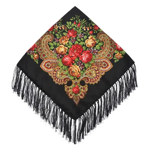 Frauen Luxus Blumen gedruckt russischen Schal ukrainischen Fransen quadratischen Schals Babuschka