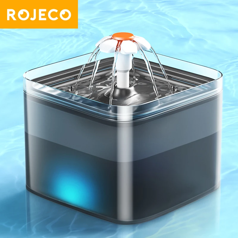 ROJECO Katzen-Wasserbrunnenfilter, LED, automatischer Haustier-Wasserspender für Katzen, Zubehör, automatischer Trinker für Katzen, Trinkbrunnen
