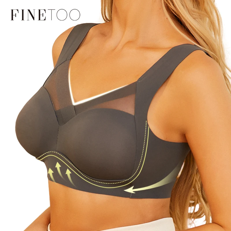 Finetoo sexy Deep V BHs Frauen Patchwork Spitze nahtlose einfarbige Unterwäsche Bra lette L-3XL plus Größe drahtlose BH Dessous 2022 Image