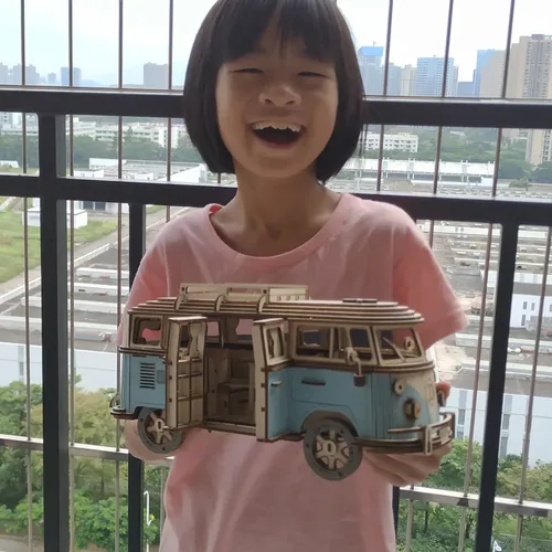 3D Holzauto Puzzle europäischen Stil Retro Bus Wohnmobil Van Holz Puzzle DIY lernen Lernspiel zeug