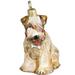 Soft Coated Wheaten Terrier Dog with Bone Collar Polish Glass Christmas Ornament