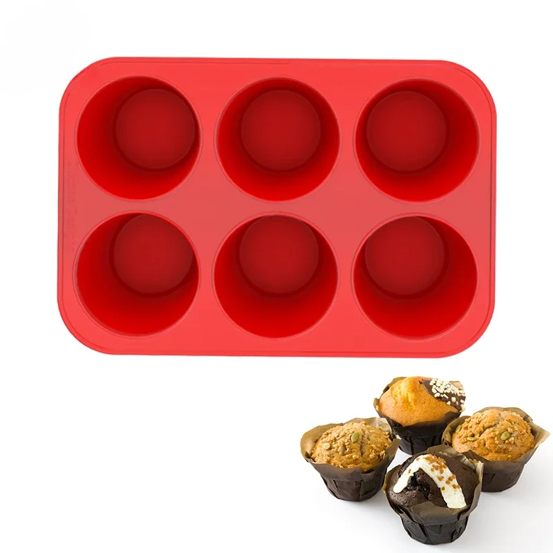 6 Tasse Silikon Jumbo Muffin Pfanne Riesen Silikon Cupcake Pfanne/Tassen tiefe Popover Pfanne große Muffin Pfannen Backen Käsekuchen Bissen Image