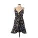 RACHEL Rachel Roy Cocktail Dress - Wrap V-Neck Sleeveless: Black Floral Dresses - Women's Size 2