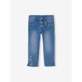 Cropped Denim Trousers with Embroidered Flowers for Girls stone