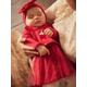 Christmas Combo: Dress, Headband & Tights for Babies red