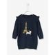 Baby Knitted Dress with Dog Embroidery dark blue