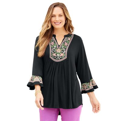 Plus Size Women's Puff Print Top by Catherines in Black (Size 4X)