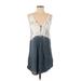 AaKaa Casual Dress - Mini V-Neck Sleeveless: Blue Print Dresses - Women's Size Small