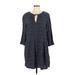 Old Navy Casual Dress - Mini Keyhole 3/4 sleeves: Blue Polka Dots Dresses - Women's Size Large