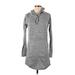 90 Degree by Reflex Casual Dress - Mini Collared Long sleeves: Gray Marled Dresses - Women's Size Small
