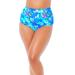 Plus Size Women's High Waist Hot Pant Brief by Swimsuits For All in Blue Watercolor Florals (Size 26)