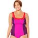 Plus Size Women's Chlorine-Resistant Square Neck Color Block Tankini Top by Swimsuits For All in Warm Colorblock (Size 22)