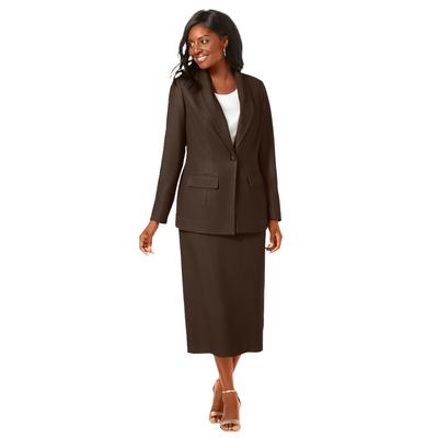 Plus Size Women's 2-Piece Stretch Crepe Single-Breasted Skirt Suit by Jessica London in Chocolate (Size 30) Set