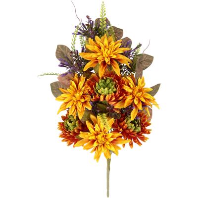 Kunstblume I.GE.A. "Chrysanthemen und Dahlien", gelb (gelb, orange), B:30cm H:50cm L:16cm, Polyester, Kunstpflanzen, Künstliche Blumen Chrysanthemenstrauß Bouquet Image