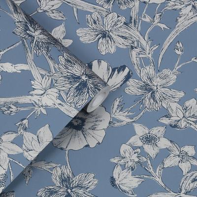 Vliestapete LAURA ASHLEY "Summerhill Midnight Blue", blau, B:52m L:10m, Vlies, Tapeten, 10mx52cm Image