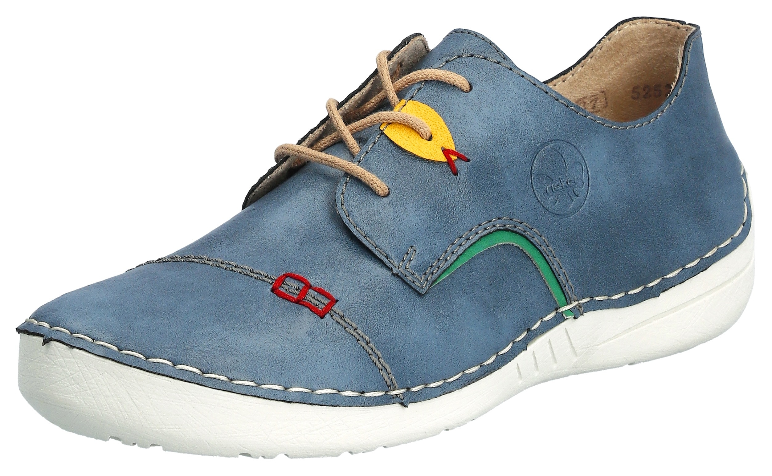 Sneaker RIEKER, Damen, Gr. 41, blau (royalblau), Nubuklederimitat, Schuhe Sneaker, im Sportslook, Freizeitschuh, Halbschuh, Schnürschuh