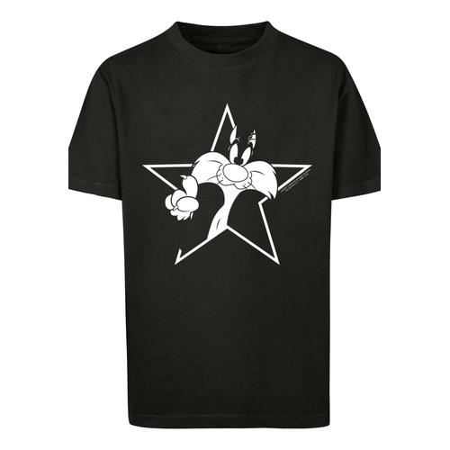 „Kurzarmshirt F4NT4STIC „“Kinder Looney Tunes Sylvester Mono Star -BLK with Kids Basic Tee““ Gr. 134/140, schwarz (black) Jungen Shirts T-Shirts“