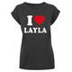 T-Shirt MERCHCODE "Merchcode Damen Ladies I Love Layla X T-Shirt" Gr. XL, grau (charcoal) Herren Shirts T-Shirts