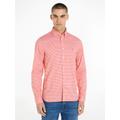 Karohemd TOMMY HILFIGER "FLEX TEXTURED GINGHAM SF SHIRT" Gr. L, N-Gr, rot (fierce red, optic white) Herren Hemden Kurzarm