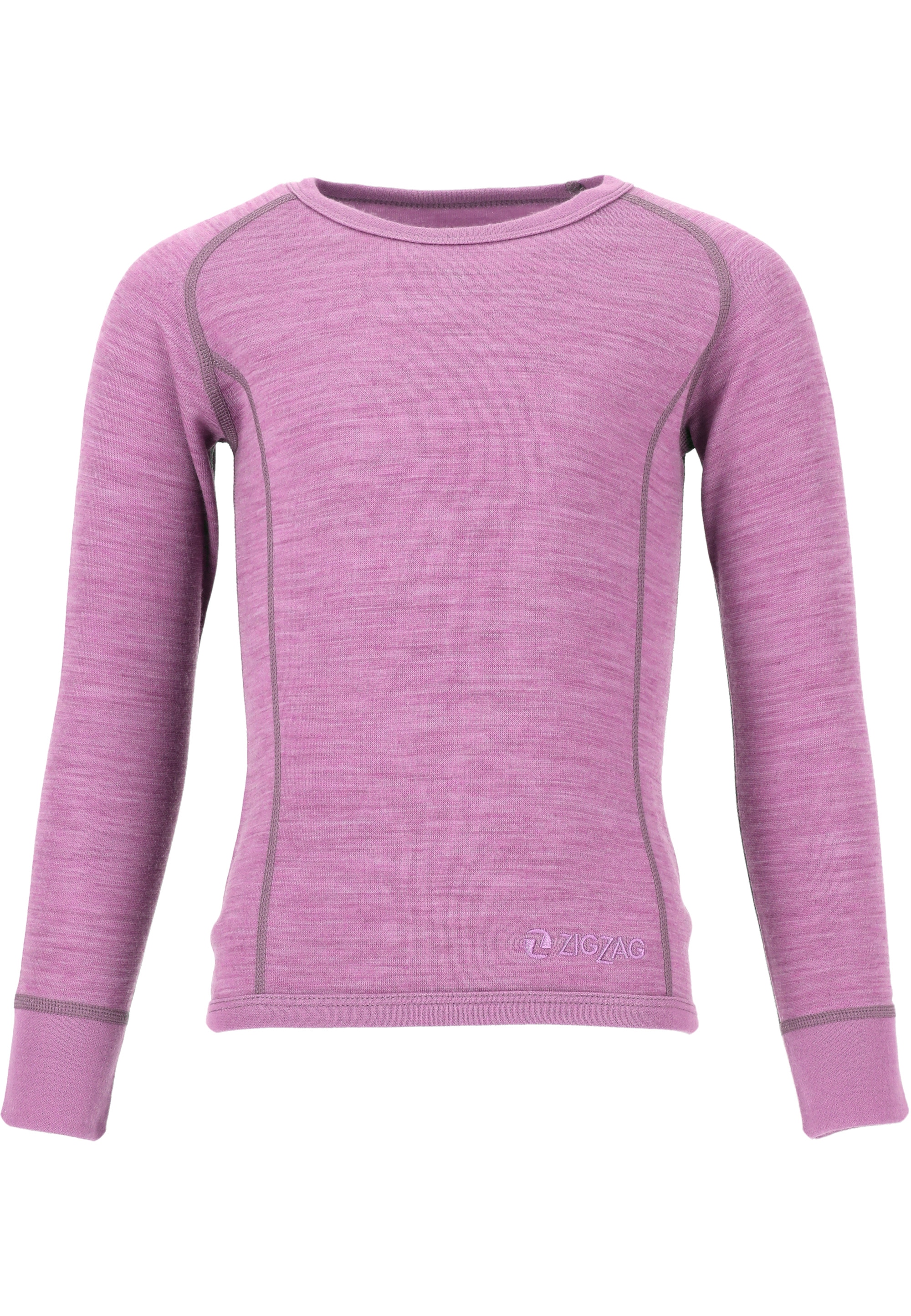 Funktionsshirt ZIGZAG "Funktionswäsche-Set Pattani", Kinder, Gr. 104, lila (helllila), 45% Wolle, 45% Polyester, 10% Elasthan, unifarben, normal, Rundhals, Shirts, mit hohem Merinowolle-Anteil Image