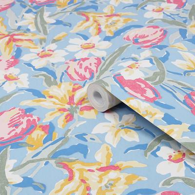 Vliestapete LAURA ASHLEY "Tulips China Blue", blau, B:52m L:10m, Vlies, Tapeten, 10mx52cm Image