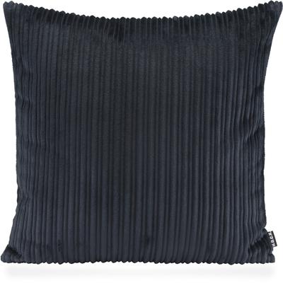 Dekokissen H.O.C.K. "Precious Cord", blau (dunkelblau, navy, unifarben), B:50cm H:10cm L:50cm, Polyester, Dekokissen_Sitzkissen_Kissenhüllen, leicht schimmernde unterschiedlich große Längsstreifen im Retro Style Image