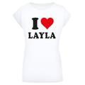 T-Shirt MERCHCODE "Damen Ladies I Love Layla T-Shirt" Gr. XS, weiß (white) Herren Shirts T-Shirts