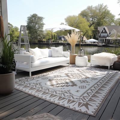 Teppich ELLE DECORATION "Dynamic, Wendeteppich", beige (linen), B:160cm H:5mm L:230cm, Polypropylen, Teppiche, Flachgewebe, In-& Outdoor, Modern, wendbar, Balkon, Wohnzimmer, Außen Image