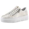 Plateausneaker RIEKER, Damen, Gr. 40, weiß (sanftes weiß metallic), Lederimitat, used, metallic, sportlich, Schuhe, Sneaker, Slip-On Sneaker, Slipper mit Schaftrandpolster, Topseller