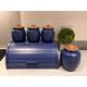 Navy Blue Tea Coffee Sugar Canisters set with optional Biscuit/cookie Jar Bread Bin Box - up to 5 piece Kitchen Storage Containers sets