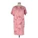 Old Navy Casual Dress - Shift Crew Neck Short sleeves: Pink Print Dresses - Women's Size Large