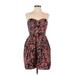 Shoshanna Cocktail Dress - A-Line Strapless Sleeveless: Red Floral Dresses - Women's Size 4